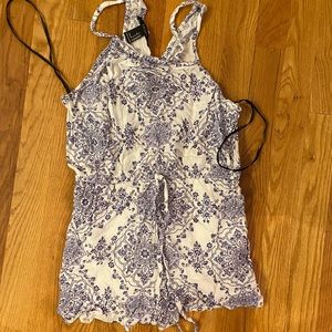 Blue and white romper